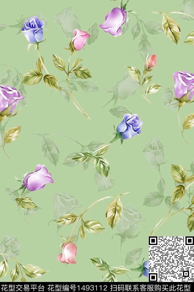 清爽底花卉花卉大牌风数码印花华亿平台下载（图片编号: 1493112） - 瓦栏（Walan）
