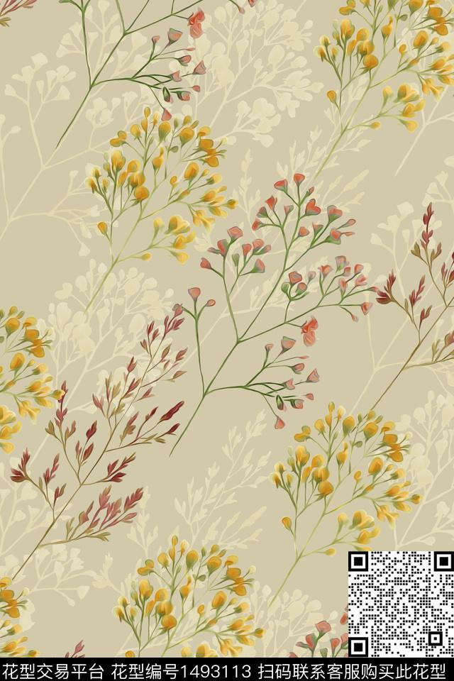 花卉小清新真丝数码印花华亿平台下载（图片编号: 1493113） - 瓦栏（Walan）