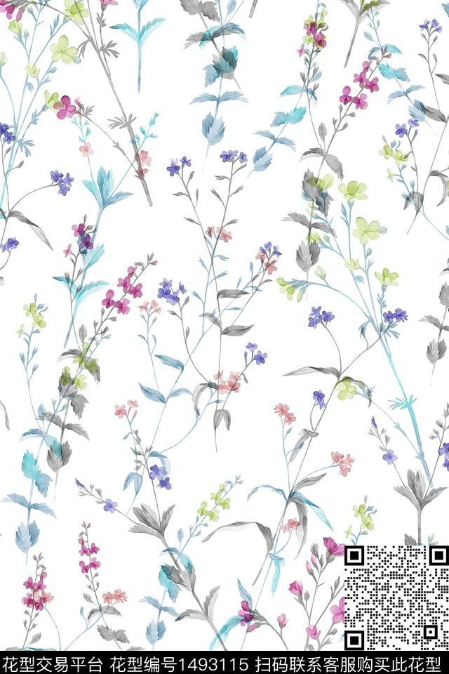清爽底花卉花卉大牌风数码印花华亿平台下载（图片编号: 1493115） - 瓦栏（Walan）