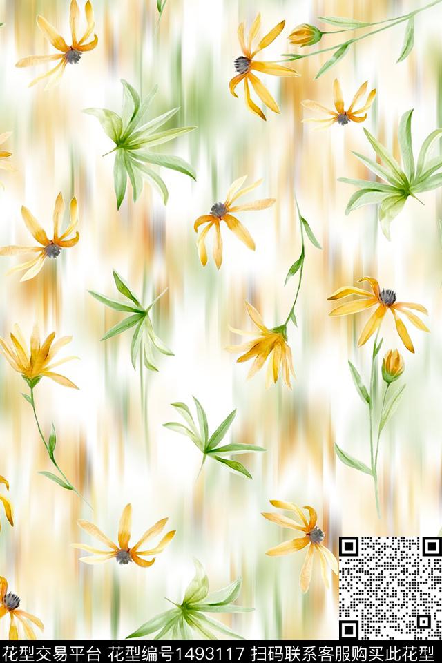 花卉小清新真丝数码印花华亿平台下载（图片编号: 1493117） - 瓦栏（Walan）