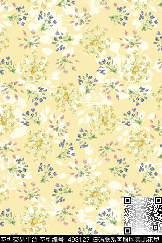 清爽底花卉花卉大牌风数码印花华亿平台下载（图片编号: 1493127） - 瓦栏（Walan）