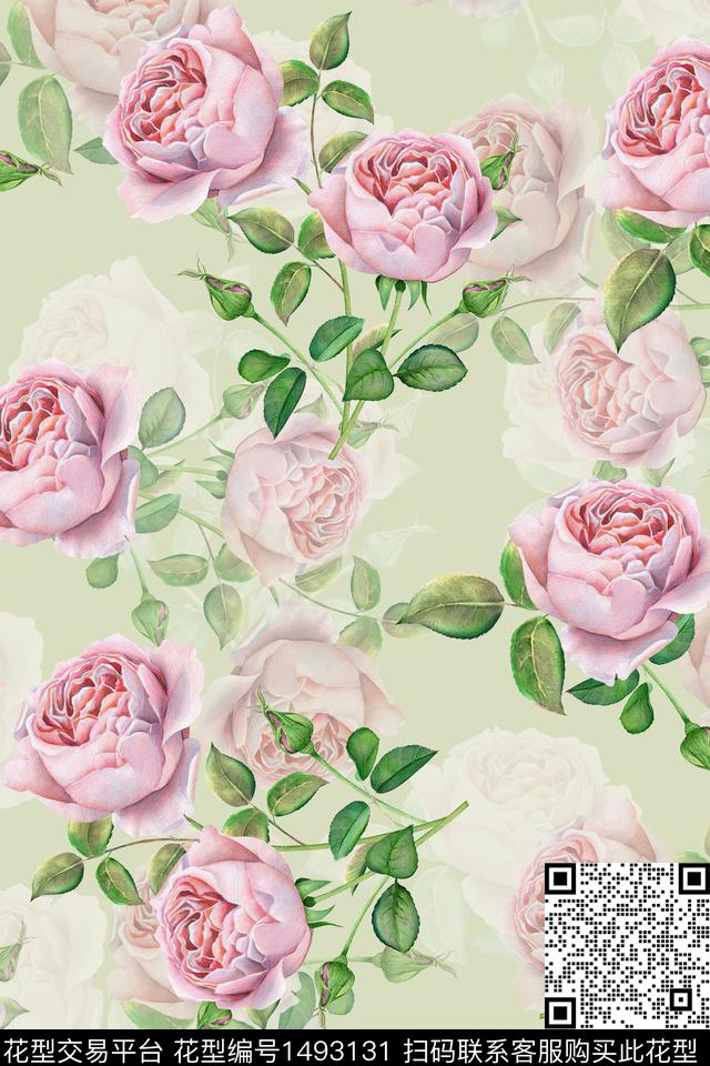 花卉小清新真丝数码印花华亿平台下载（图片编号: 1493131） - 瓦栏（Walan）