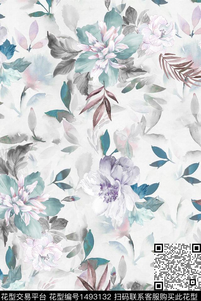 花卉小清新真丝数码印花华亿平台下载（图片编号: 1493132） - 瓦栏（Walan）