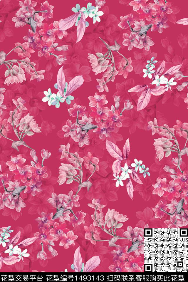黄花扎染华亿平台花卉数码印花华亿平台下载（图片编号: 1493143） - 瓦栏（Walan）