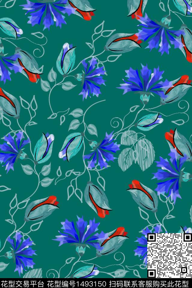 绿植树叶花卉数码印花华亿平台下载（图片编号: 1493150） - 瓦栏（Walan）