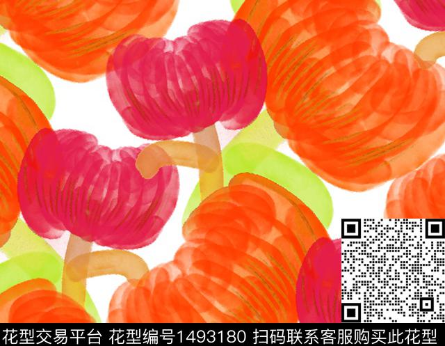 花卉创意数码印花华亿平台下载（图片编号: 1493180） - 瓦栏（Walan）