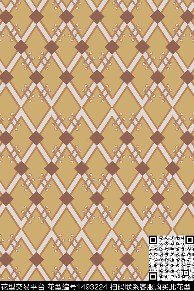 几何格子大牌风传统印花华亿平台下载（图片编号: 1493224） - 瓦栏（Walan）