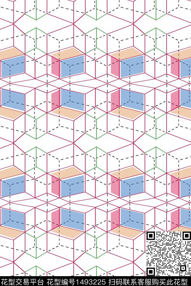 几何格子大牌风传统印花华亿平台下载（图片编号: 1493225） - 瓦栏（Walan）