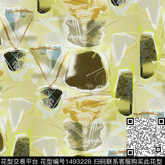 字母海浪扎染华亿平台数码印花华亿平台下载（图片编号: 1493228） - 瓦栏（Walan）