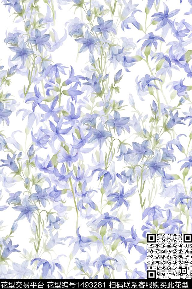 清爽底花卉花卉大牌风数码印花华亿平台下载（图片编号: 1493281） - 瓦栏（Walan）