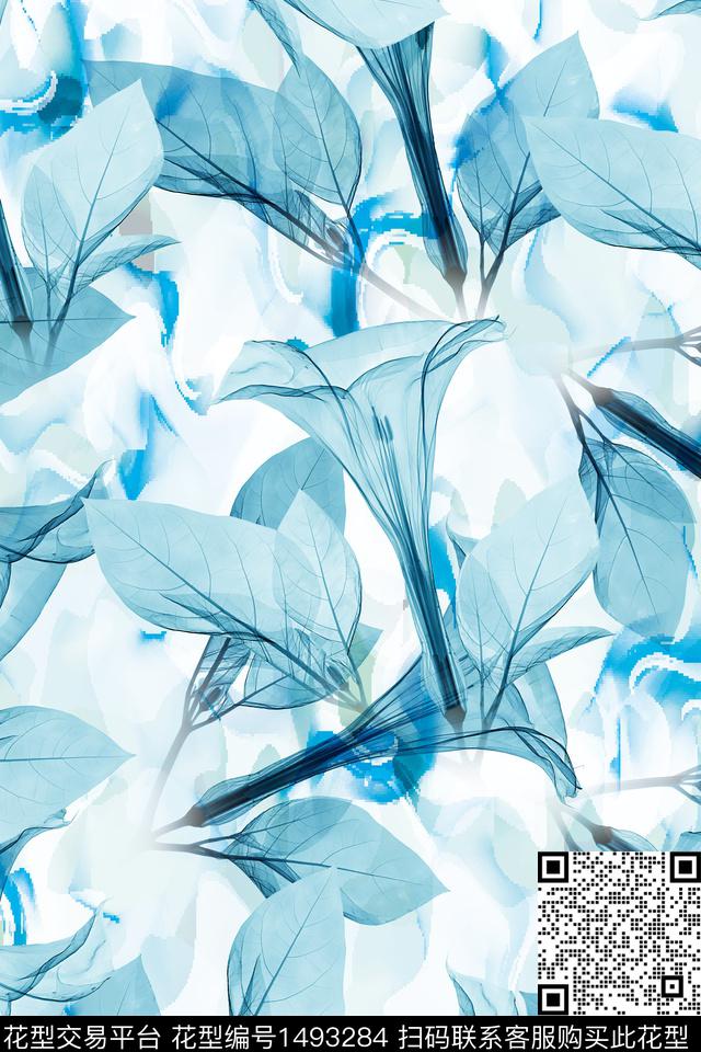 花卉小清新真丝数码印花华亿平台下载（图片编号: 1493284） - 瓦栏（Walan）