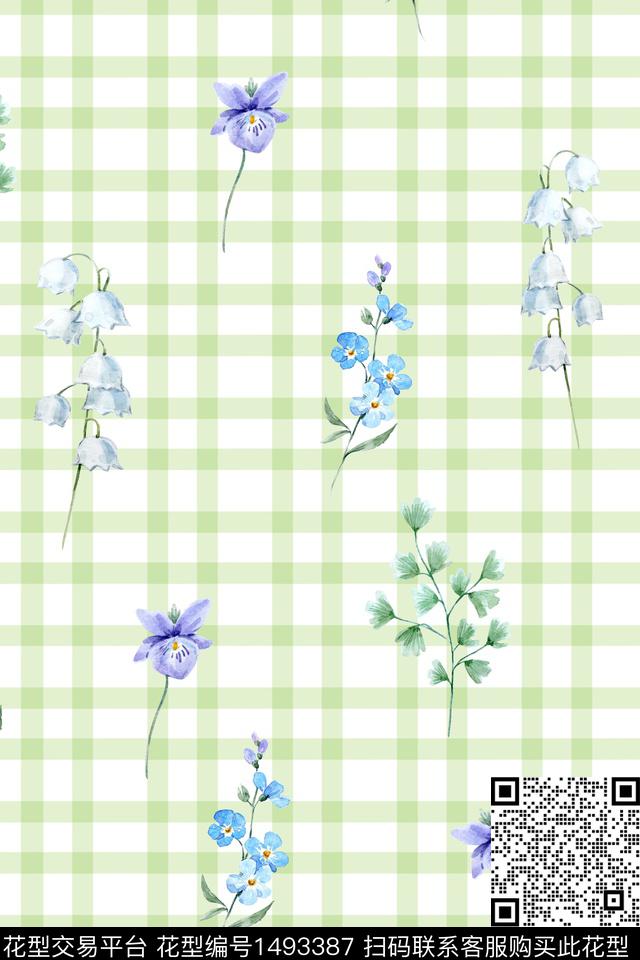 几何花卉小清新数码印花华亿平台下载（图片编号: 1493387） - 瓦栏（Walan）