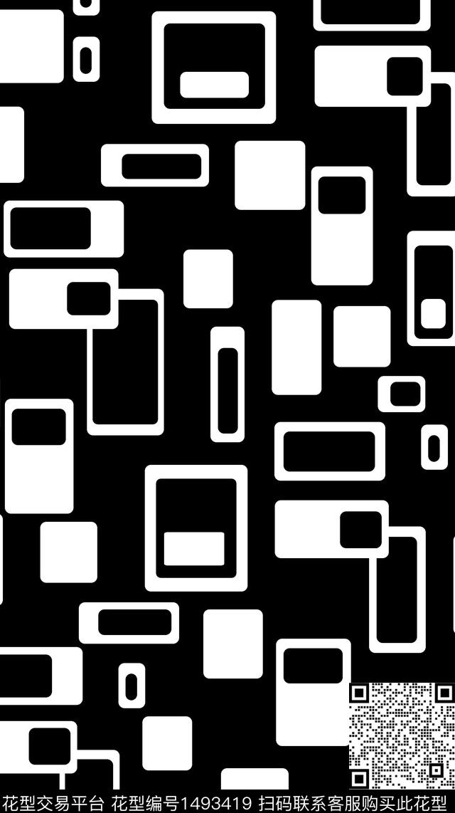 几何格子大牌风数码印花华亿平台下载（图片编号: 1493419） - 瓦栏（Walan）