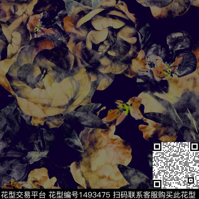 花卉香云纱老年花数码印花华亿平台下载（图片编号: 1493475） - 瓦栏（Walan）