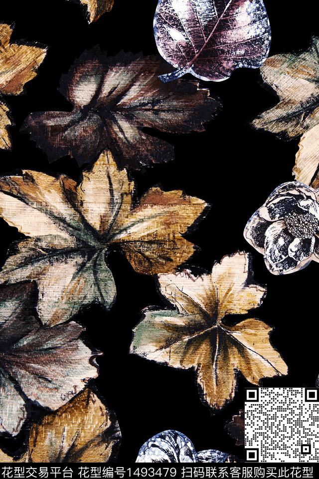花卉香云纱老年花数码印花华亿平台下载（图片编号: 1493479） - 瓦栏（Walan）