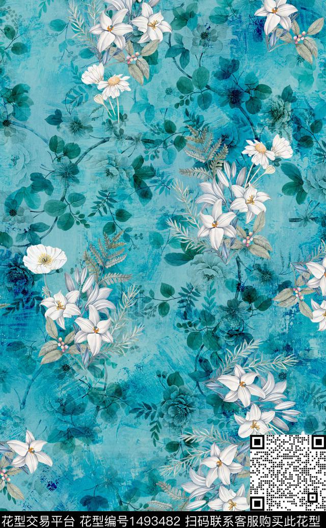 花卉香云纱老年花数码印花华亿平台下载（图片编号: 1493482） - 瓦栏（Walan）