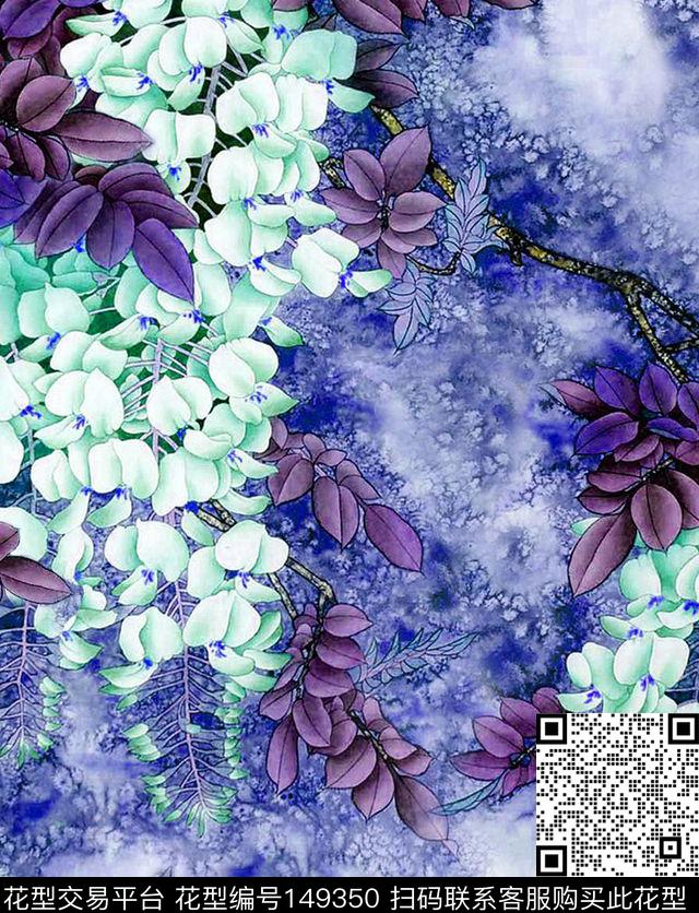 国画工笔画肌理背景数码印花华亿平台下载（图片编号: 149350） - 瓦栏（Walan）