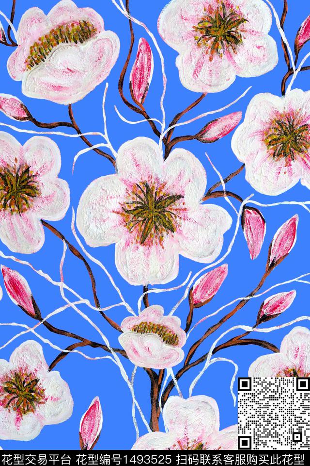 热带外贸花中东巴西植物大树叶花卉数码印花华亿平台下载（图片编号: 1493525） - 瓦栏（Walan）