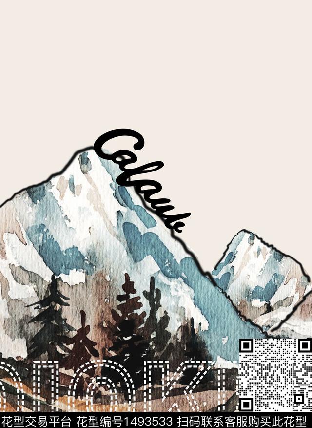 水彩大牌风潮牌数码印花华亿平台下载（图片编号: 1493533） - 瓦栏（Walan）
