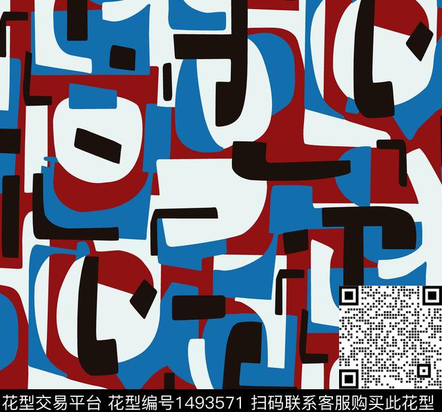 几何字母时尚传统印花华亿平台下载（图片编号: 1493571） - 瓦栏（Walan）