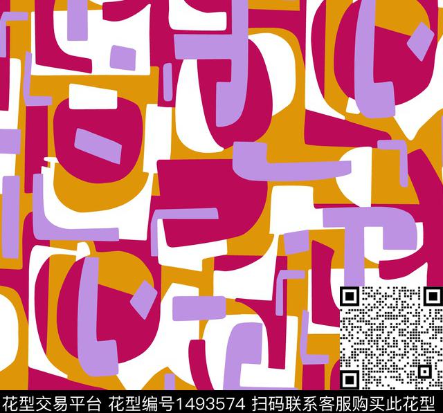 几何字母时尚传统印花华亿平台下载（图片编号: 1493574） - 瓦栏（Walan）