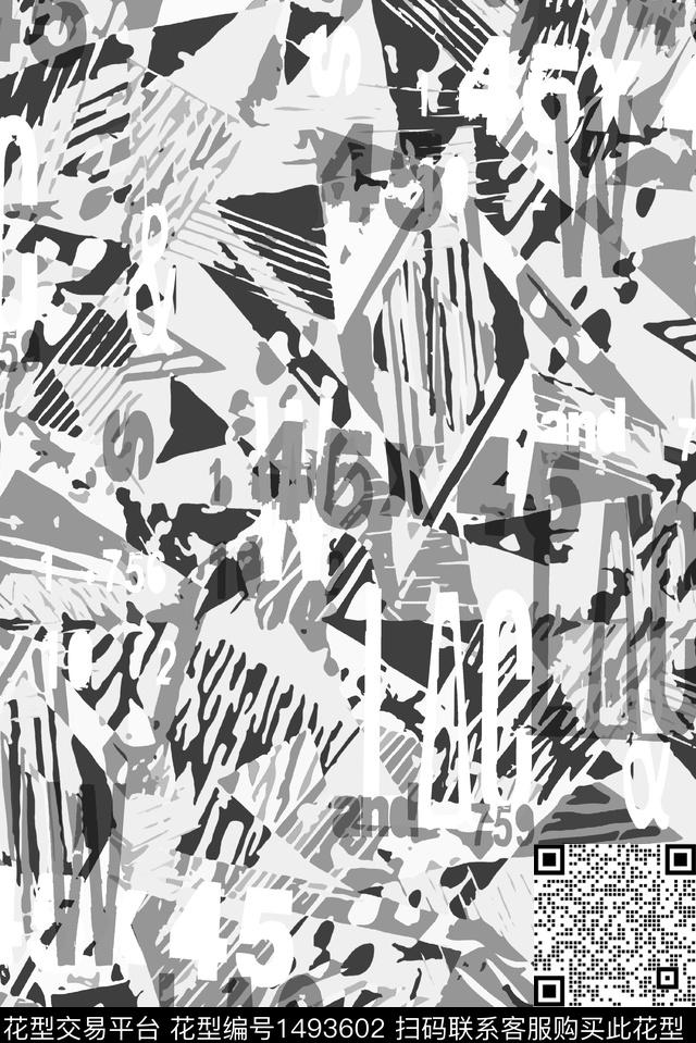 几何男装抽象数码印花华亿平台下载（图片编号: 1493602） - 瓦栏（Walan）