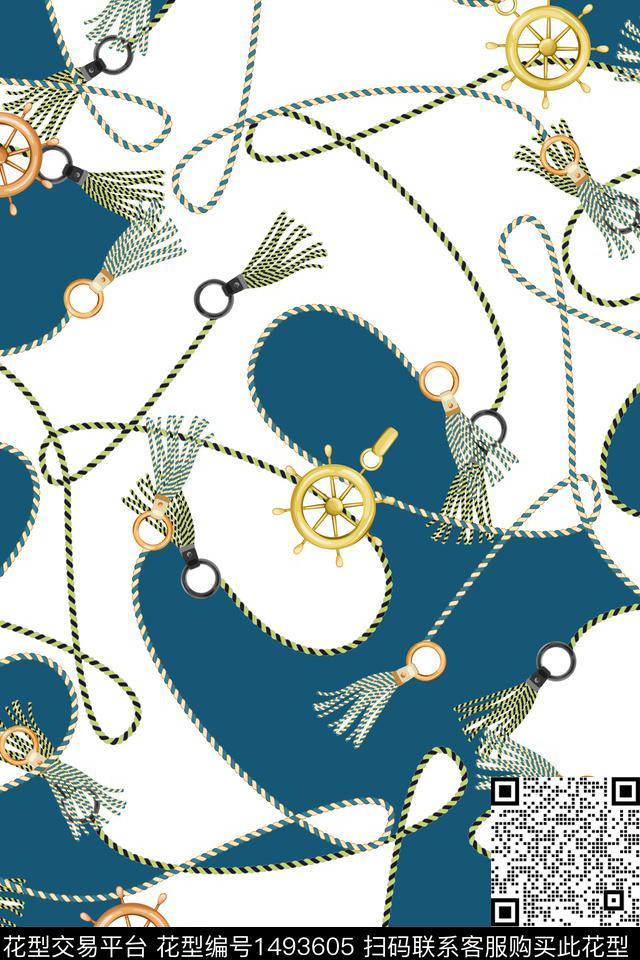 航海链条大牌风数码印花华亿平台下载（图片编号: 1493605） - 瓦栏（Walan）