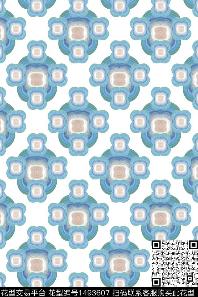 几何格子大牌风数码印花华亿平台下载（图片编号: 1493607） - 瓦栏（Walan）