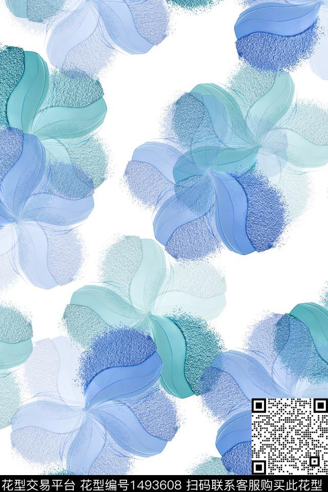 几何肌理花卉数码印花华亿平台下载（图片编号: 1493608） - 瓦栏（Walan）