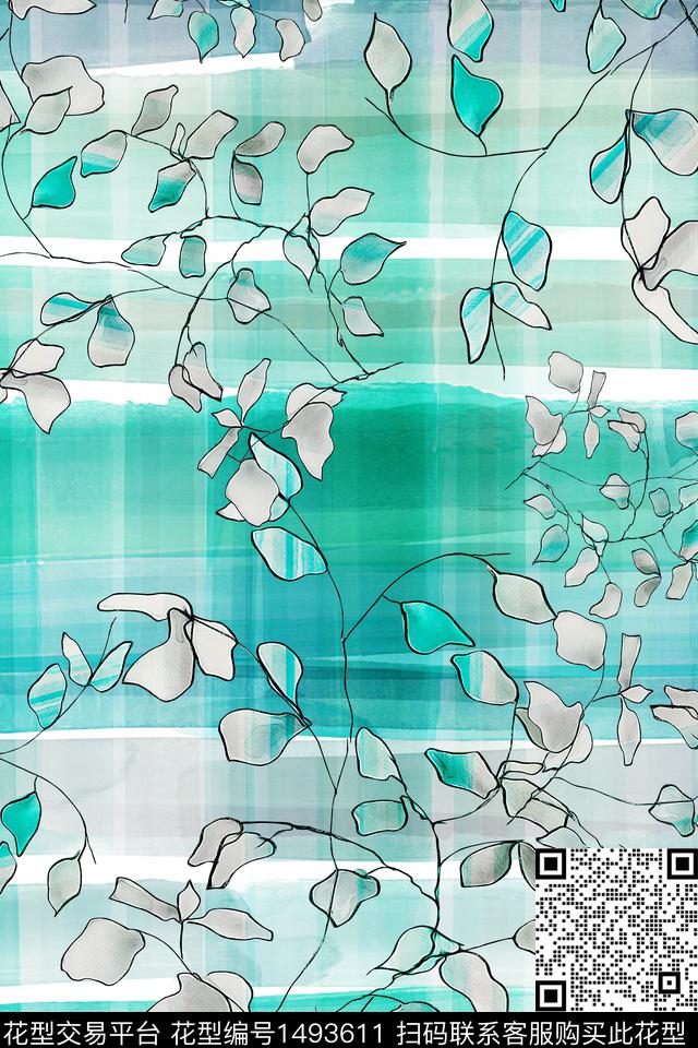 绿植树叶肌理小清新数码印花华亿平台下载（图片编号: 1493611） - 瓦栏（Walan）