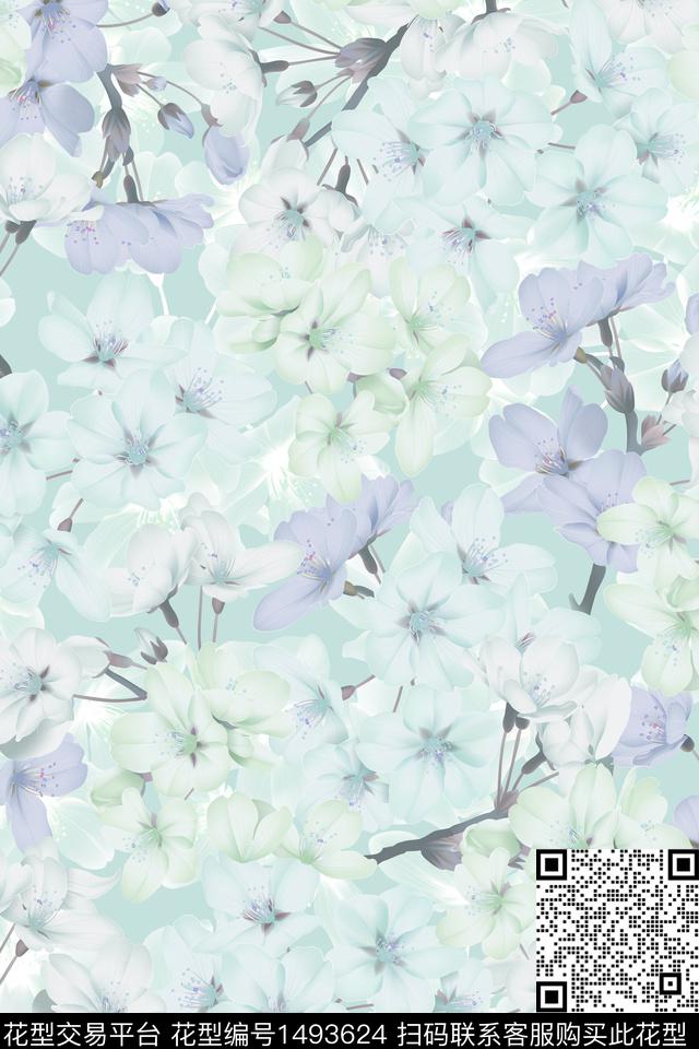 花卉大牌风粉色数码印花华亿平台下载（图片编号: 1493624） - 瓦栏（Walan）