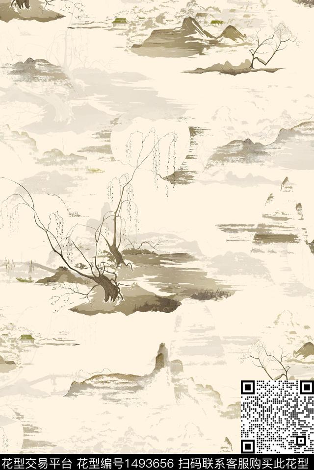 大牌风休闲中国风数码印花华亿平台下载（图片编号: 1493656） - 瓦栏（Walan）