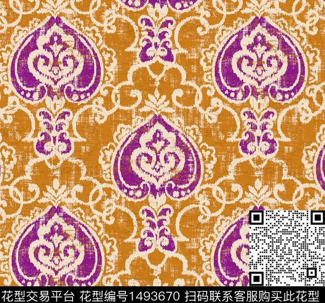 橙色哥特奢华传统印花华亿平台下载（图片编号: 1493670） - 瓦栏（Walan）