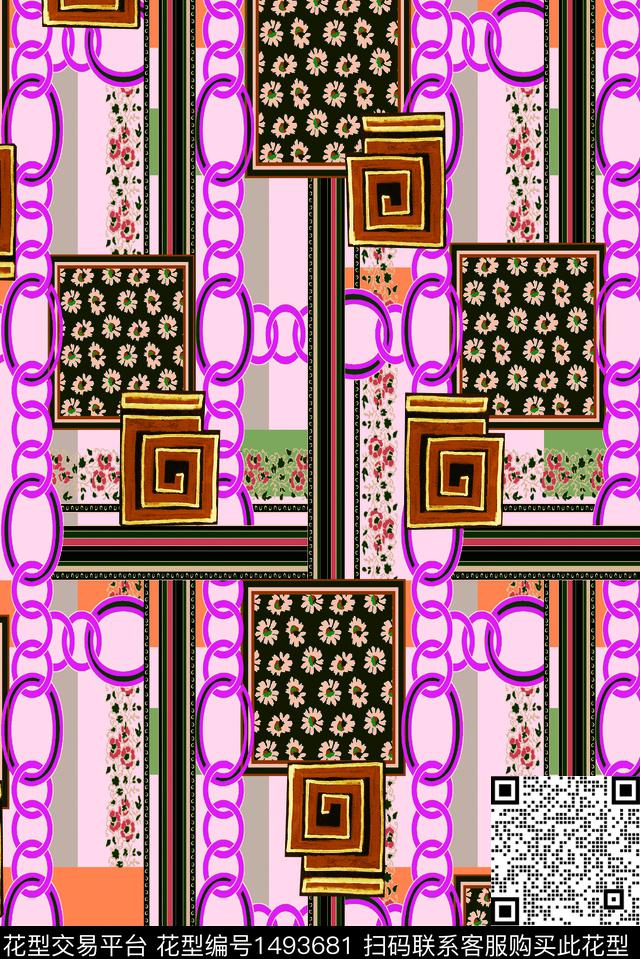 几何字母小碎花数码印花华亿平台下载（图片编号: 1493681） - 瓦栏（Walan）