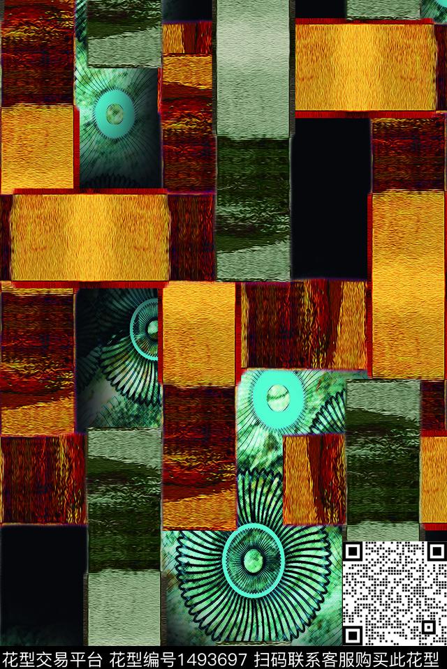 几何字母小碎花数码印花华亿平台下载（图片编号: 1493697） - 瓦栏（Walan）