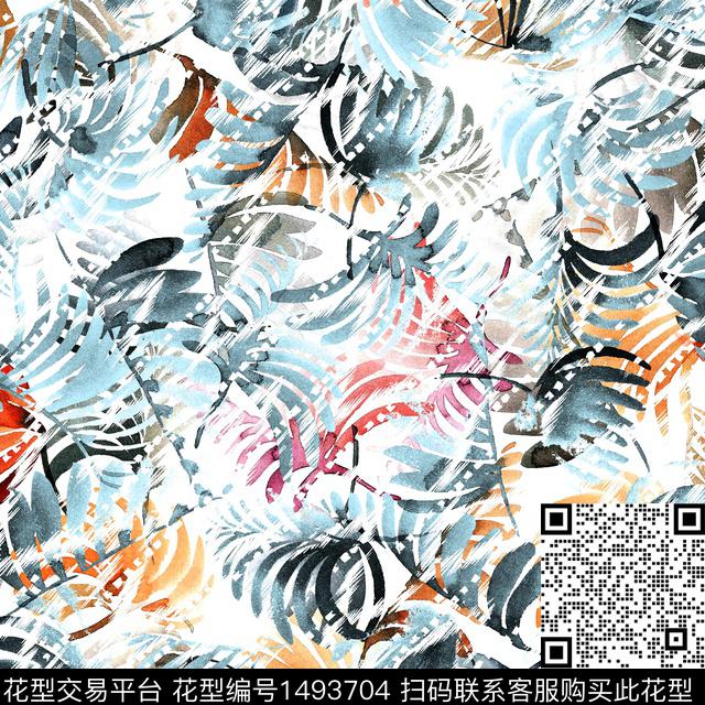 几何花卉大牌风数码印花华亿平台下载（图片编号: 1493704） - 瓦栏（Walan）