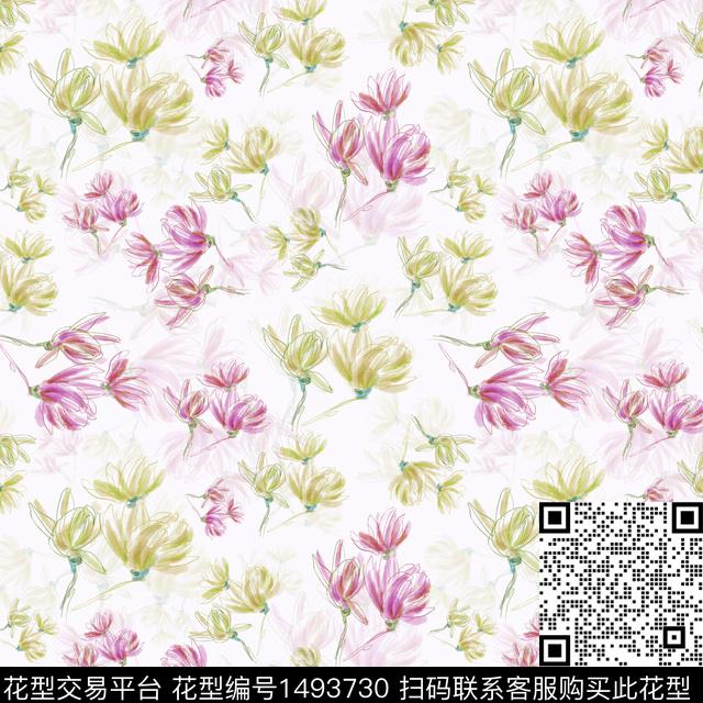 花卉手绘小碎花数码印花华亿平台下载（图片编号: 1493730） - 瓦栏（Walan）
