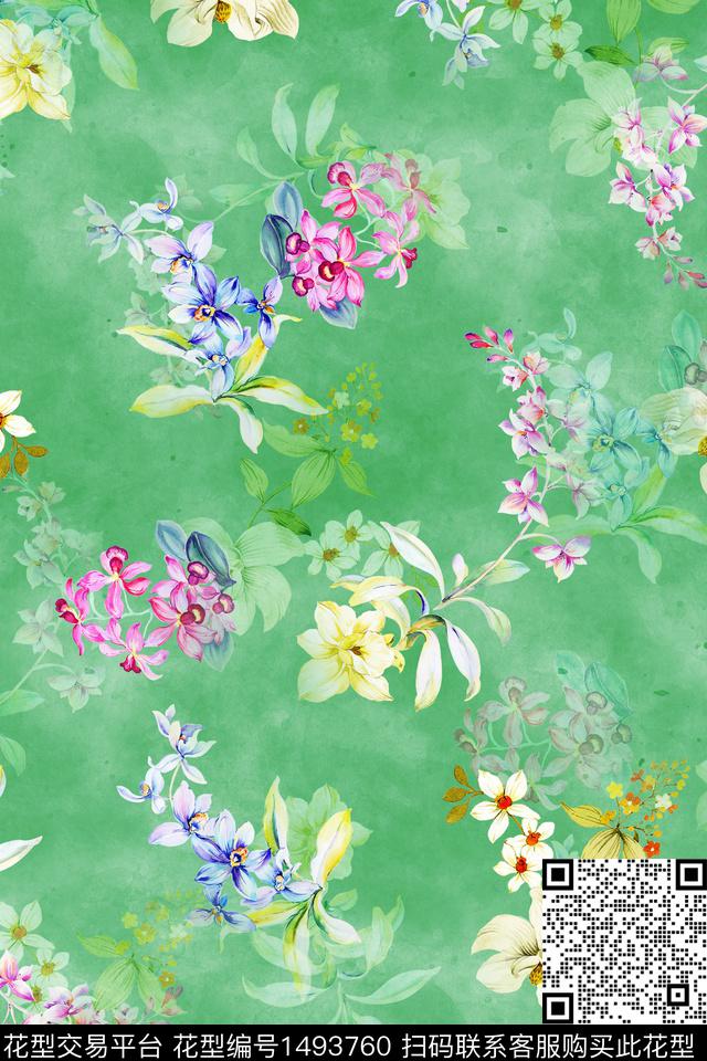 花卉大牌风年轻女性数码印花华亿平台下载（图片编号: 1493760） - 瓦栏（Walan）