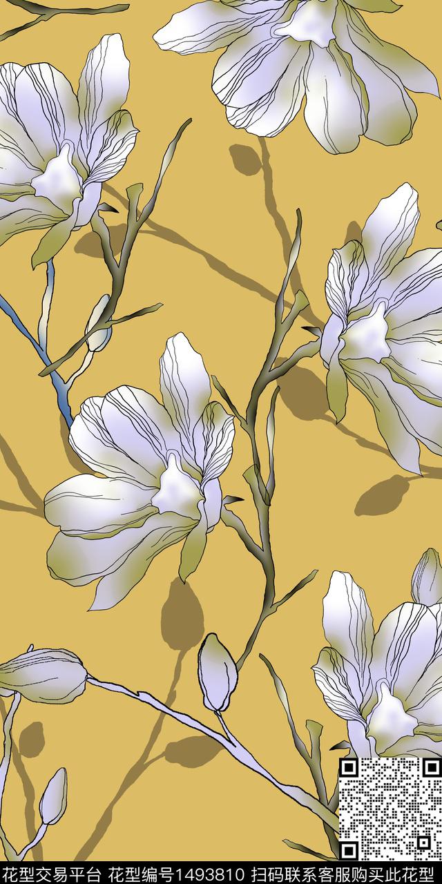 雪纺春夏华亿平台大牌风传统印花华亿平台下载（图片编号: 1493810） - 瓦栏（Walan）