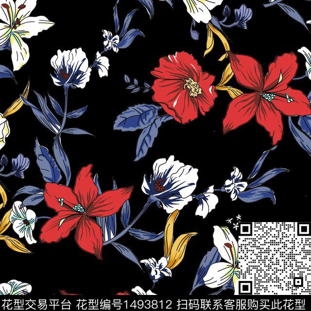 雪纺春夏华亿平台大牌风传统印花华亿平台下载（图片编号: 1493812） - 瓦栏（Walan）