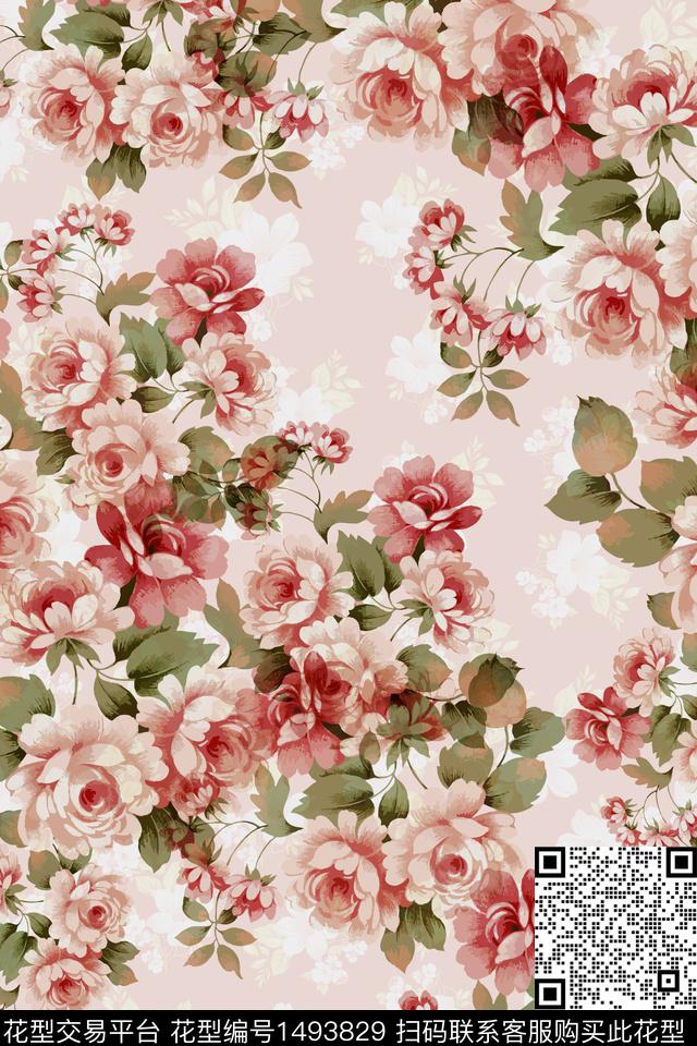 花卉大牌风年轻女性数码印花华亿平台下载（图片编号: 1493829） - 瓦栏（Walan）