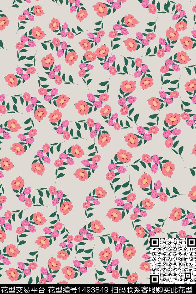 花卉大牌风小碎花数码印花华亿平台下载（图片编号: 1493849） - 瓦栏（Walan）