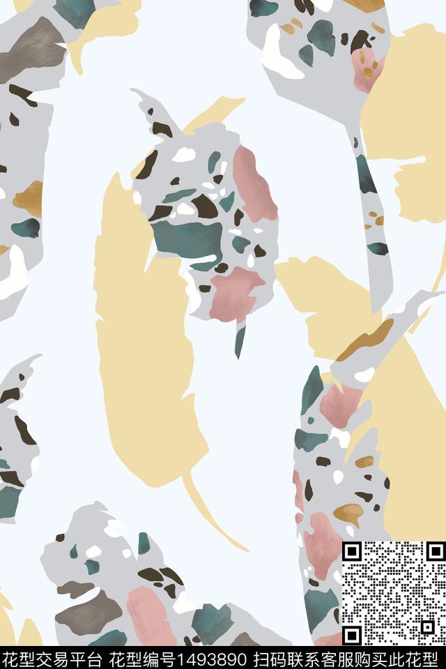 线条连衣裙花卉数码印花华亿平台下载（图片编号: 1493890） - 瓦栏（Walan）