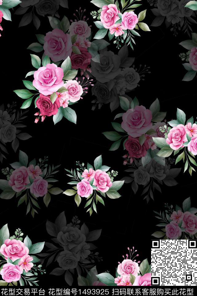 连衣裙花卉春夏华亿平台数码印花华亿平台下载（图片编号: 1493925） - 瓦栏（Walan）