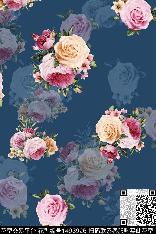 连衣裙花卉春夏华亿平台数码印花华亿平台下载（图片编号: 1493926） - 瓦栏（Walan）