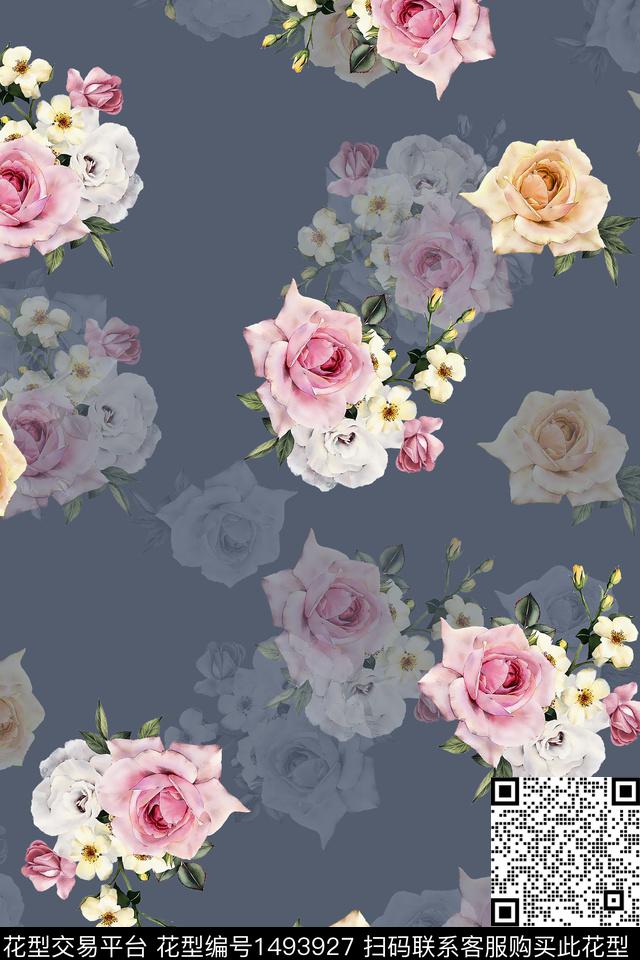 花卉春夏华亿平台植物数码印花华亿平台下载（图片编号: 1493927） - 瓦栏（Walan）
