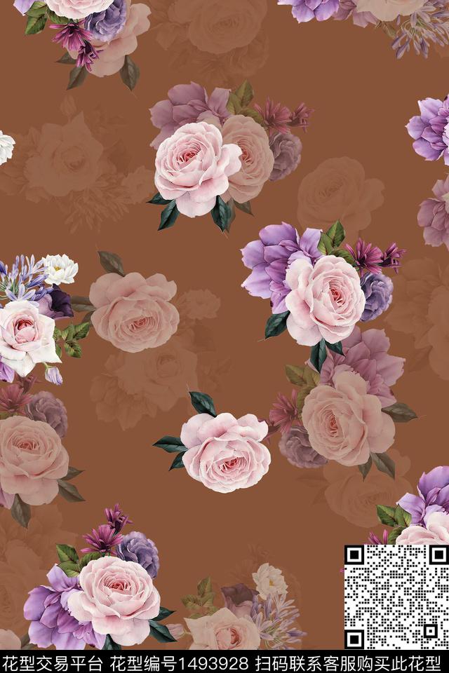连衣裙花卉春夏华亿平台数码印花华亿平台下载（图片编号: 1493928） - 瓦栏（Walan）