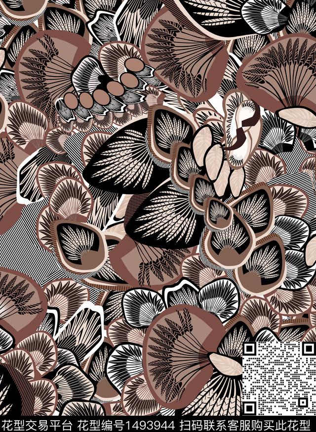 花卉满版散花大牌风传统印花华亿平台下载（图片编号: 1493944） - 瓦栏（Walan）