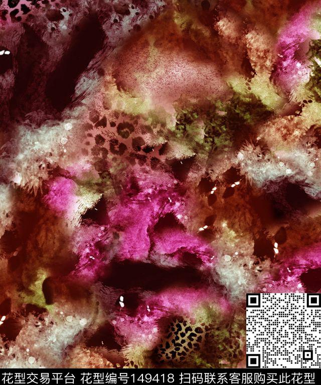 抽象肌理豹纹数码印花华亿平台下载（图片编号: 149418） - 瓦栏（Walan）