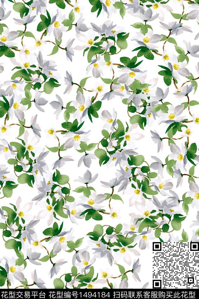 花卉大牌风小清新数码印花华亿平台下载（图片编号: 1494184） - 瓦栏（Walan）